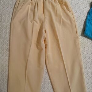 Women's Cream Elastic-Waist Trousers
